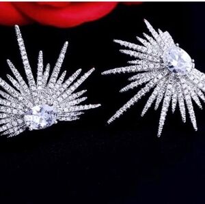 925 sterling silver stamped, SWAROVSKI crystal,Hearts and Arrows earrings.